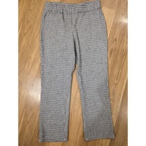 Free People Size Large In My Feelings Crop Pant Linen Blend Black Gingham Plaid